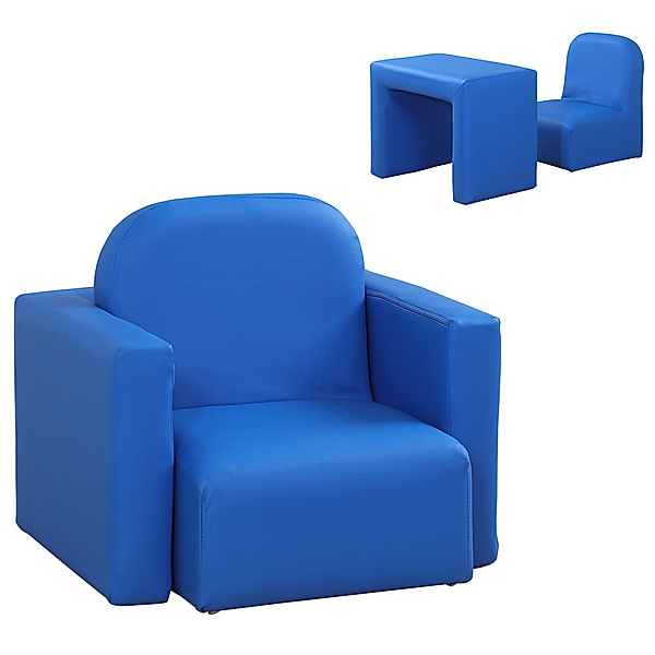 Homcom Kindersessel 2 in 1 Kindersitzgruppe und Sessel (Farbe: blau)