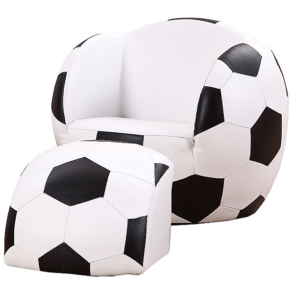 Homcom Kindersessel im Fußball-Design schwarz, weiß (Farbe: weiß, schwarz)