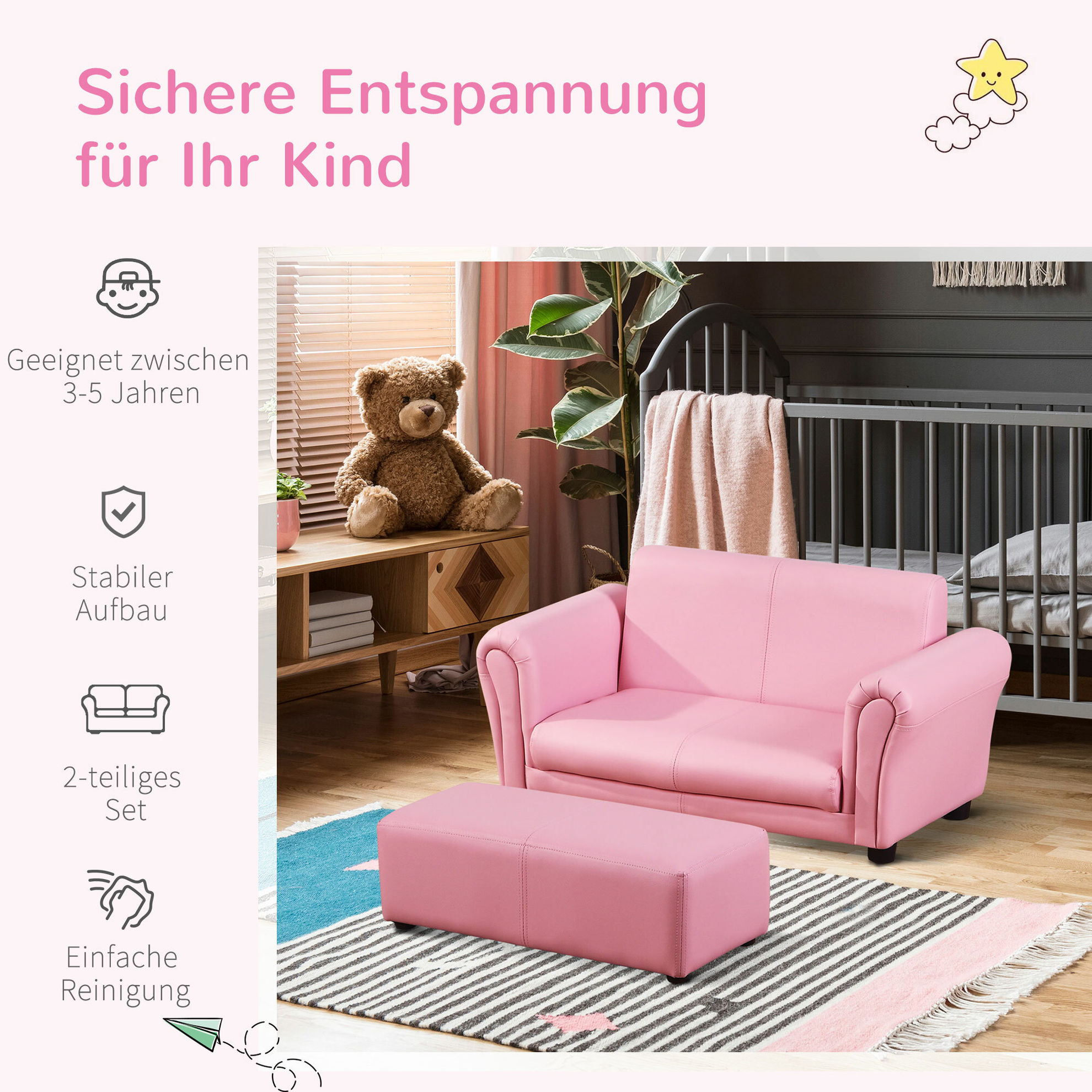 Kindersofa mit Hocker Farbe: schwarz bestellen | Weltbild.de