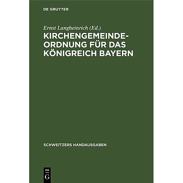 Kirchengemeindeordnung für das Königreich Bayern