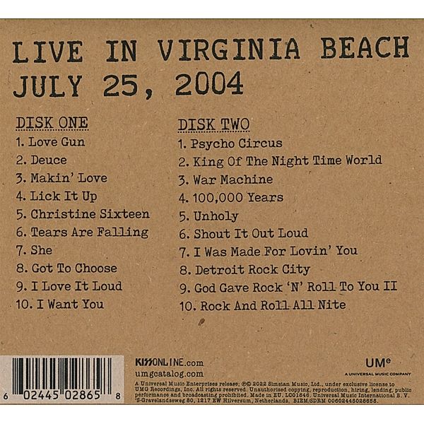 Kiss Off The Soundboard: Live In Virginia Beach, Kiss
