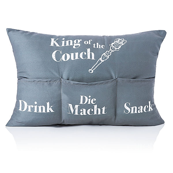 Kissen King of the Couch grau, 49 x 35 cm