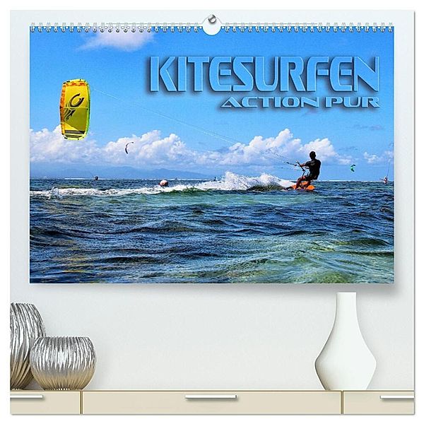 Kitesurfen - Action pur (hochwertiger Premium Wandkalender 2024 DIN A2 quer), Kunstdruck in Hochglanz, Renate Bleicher