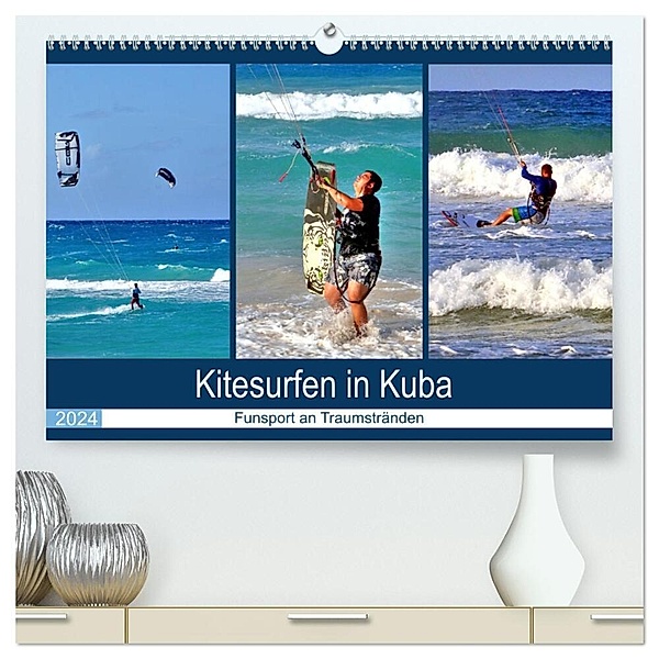 Kitesurfen in Kuba - Funsport an Traumstränden (hochwertiger Premium Wandkalender 2024 DIN A2 quer), Kunstdruck in Hochglanz, Henning von Löwis of Menar