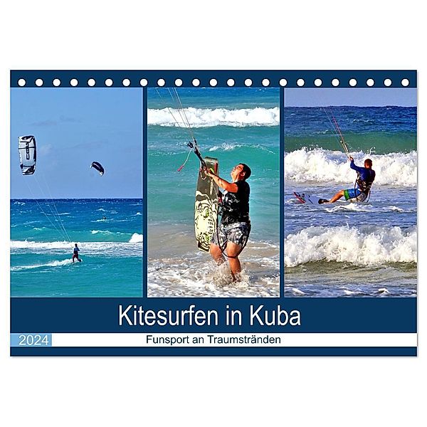 Kitesurfen in Kuba - Funsport an Traumstränden (Tischkalender 2024 DIN A5 quer), CALVENDO Monatskalender, Henning von Löwis of Menar