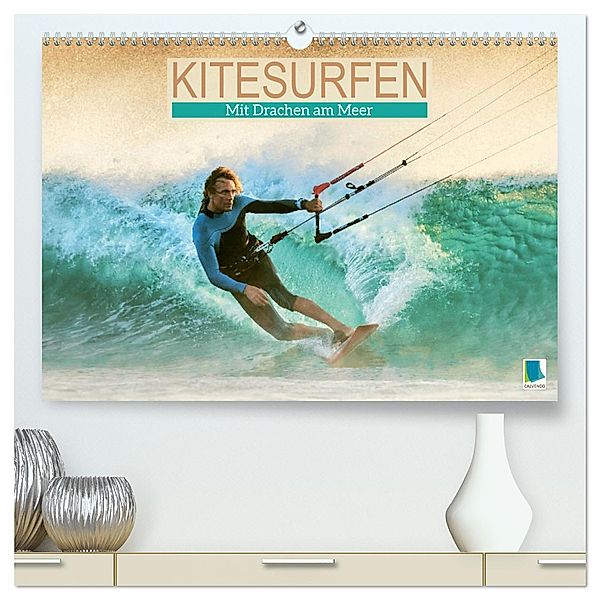 Kitesurfen: Mit Drachen am Meer (hochwertiger Premium Wandkalender 2025 DIN A2 quer), Kunstdruck in Hochglanz, Calvendo