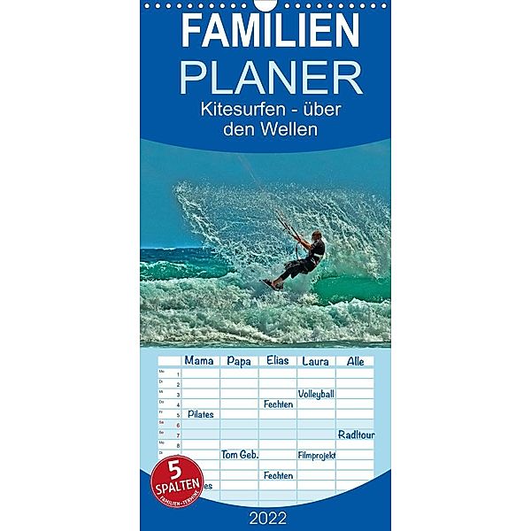 Kitesurfen - über den Wellen - Familienplaner hoch (Wandkalender 2022 , 21 cm x 45 cm, hoch), Peter Roder