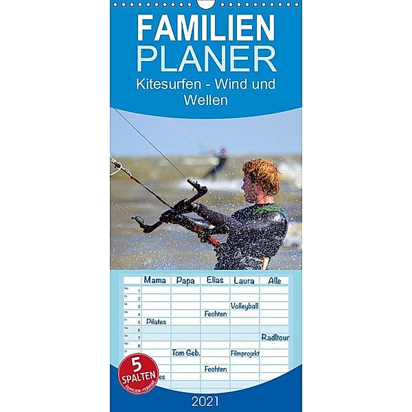 Kitesurfen - Wind und Wellen - Familienplaner hoch (Wandkalender 2021 , 21 cm x 45 cm, hoch), Renate Bleicher