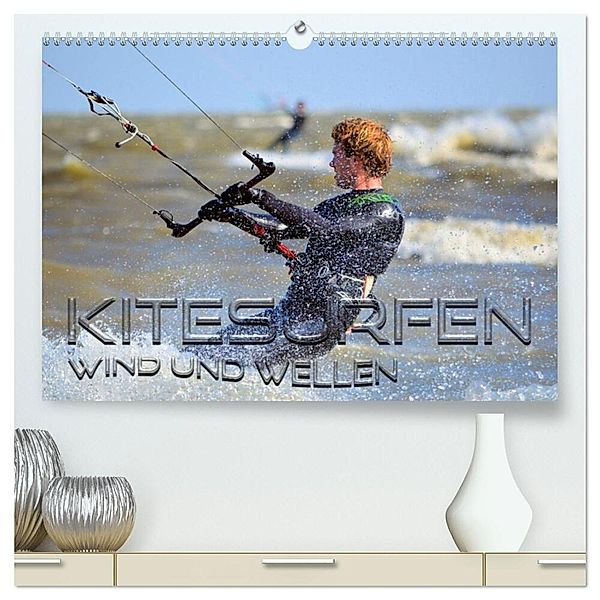 Kitesurfen - Wind und Wellen (hochwertiger Premium Wandkalender 2024 DIN A2 quer), Kunstdruck in Hochglanz, Renate Bleicher