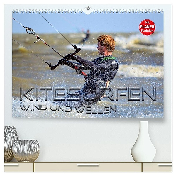 Kitesurfen - Wind und Wellen (hochwertiger Premium Wandkalender 2024 DIN A2 quer), Kunstdruck in Hochglanz, Renate Bleicher