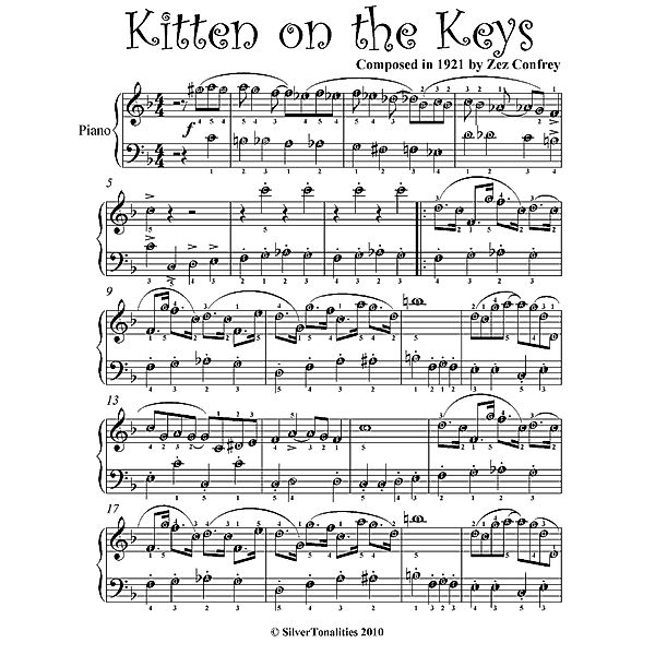 Kitten on the Keys Easy Piano Sheet Music, Zez Confrey