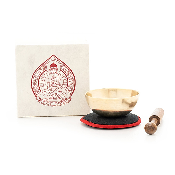 Klangschalen-Set in Box mini creme mit Buddha