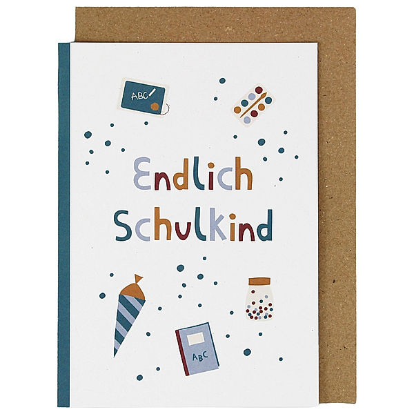 ava&yves Klappkarte ENDLICH SCHULKIND 2er Pack in blau