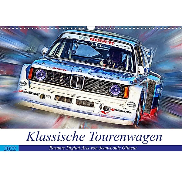 Klassische Tourenwagen - Rasante Digital Arts von Jean-Louis Glineur (Wandkalender 2022 DIN A3 quer), Jean-Louis Glineur