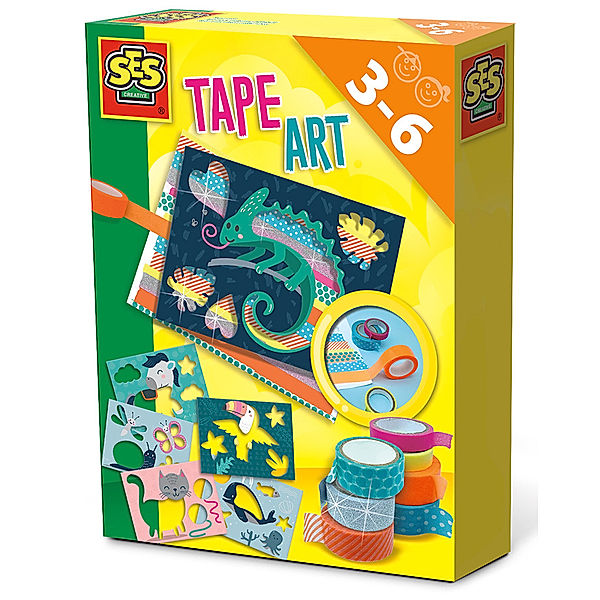 SES Creative Klebe-Bastelset TAPE ART – TIERE in bunt