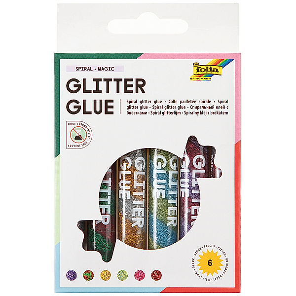 folia Klebestifte GLITTER SPIRAL 6-teilig (Farbe: bunt)