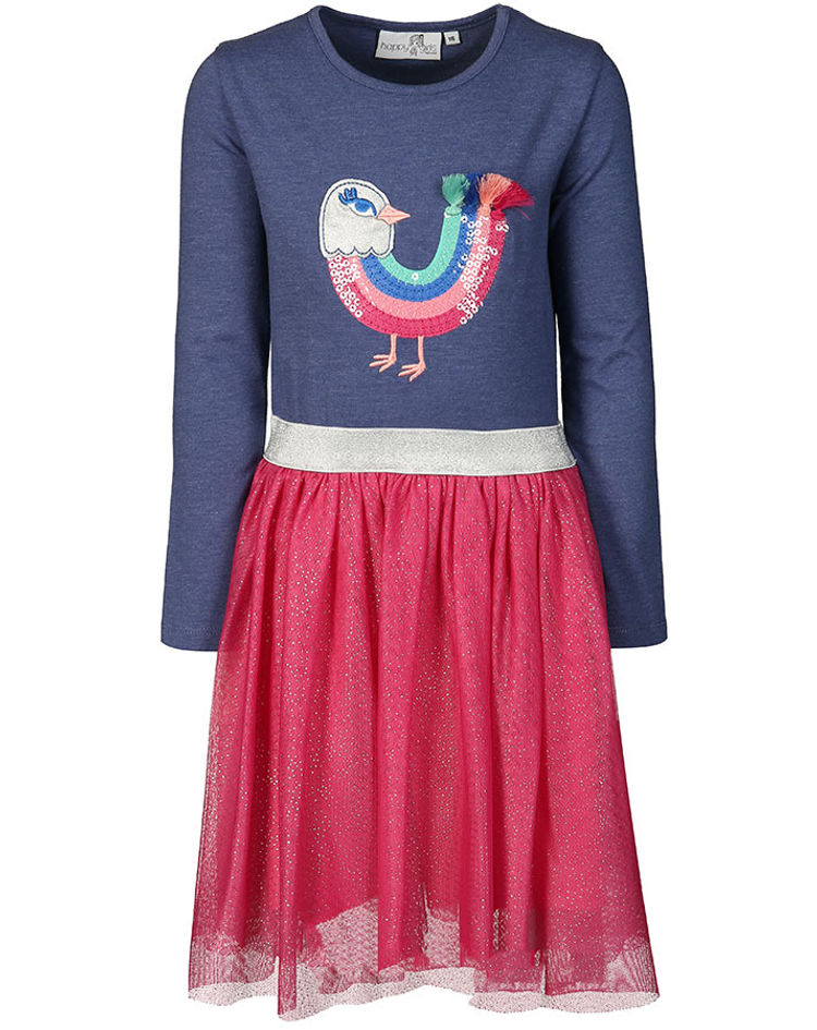 Kleid COLORFUL BIRD mit Tüllrock in blau pink kaufen