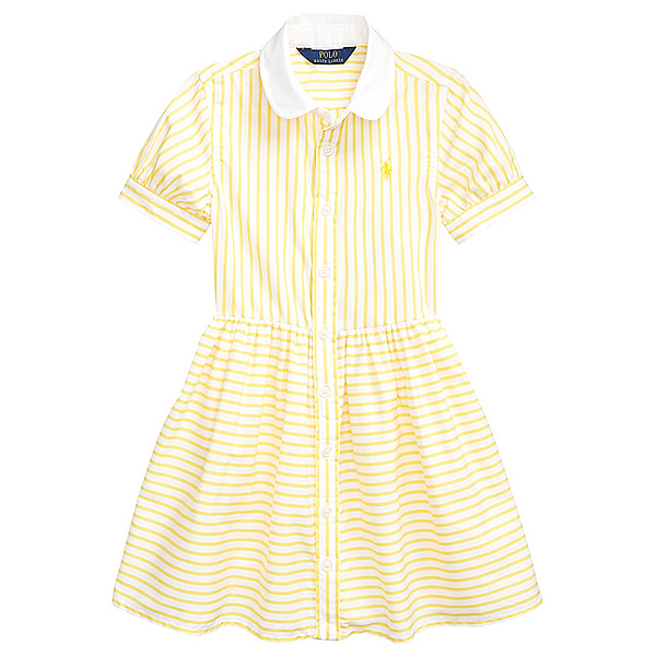 Polo Ralph Lauren Kleid DAY STRIPE mit Bubikragen in gelb/weiß