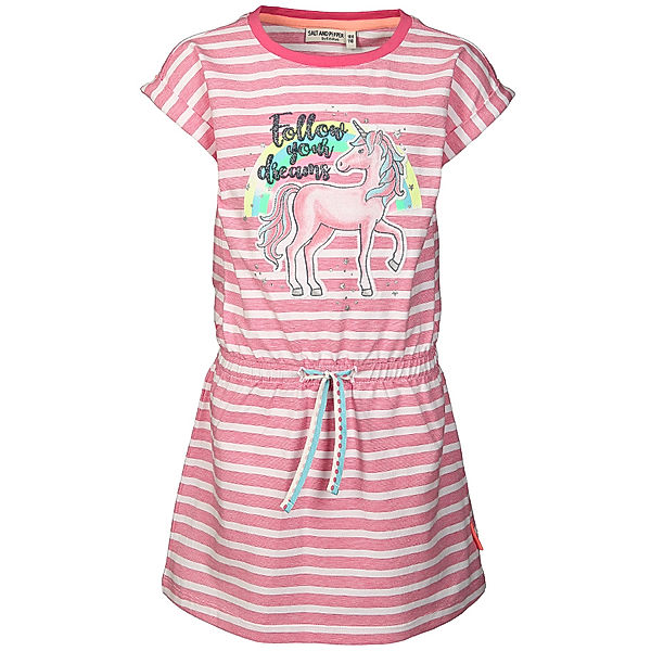 Salt & Pepper Kleid DREAMS STRIPES mit Glitzer in azalea pink