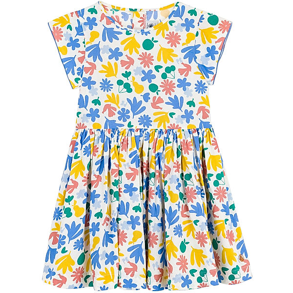 Petit Bateau Kleid PAPERFLOWERS in marshmallow/multico