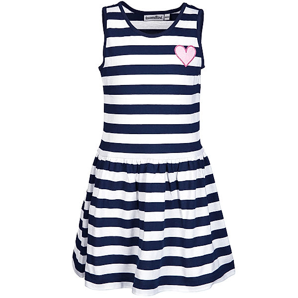 tausendkind essentials Kleid SMALL HEART gestreift in dunkelblau/weiß