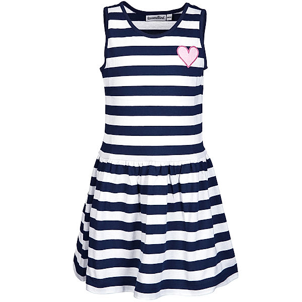 tausendkind essentials Kleid SMALL HEART gestreift in dunkelblau/weiss