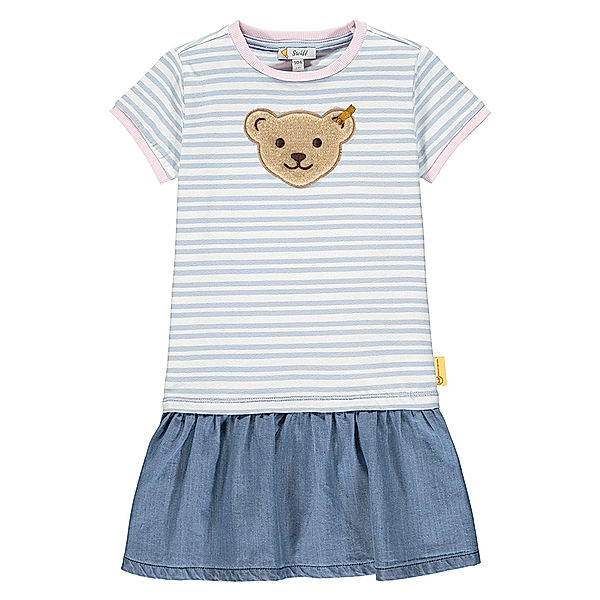 Steiff Kleid SPORTY SUMMER DAY mit Quietsche gestreift in hellblau