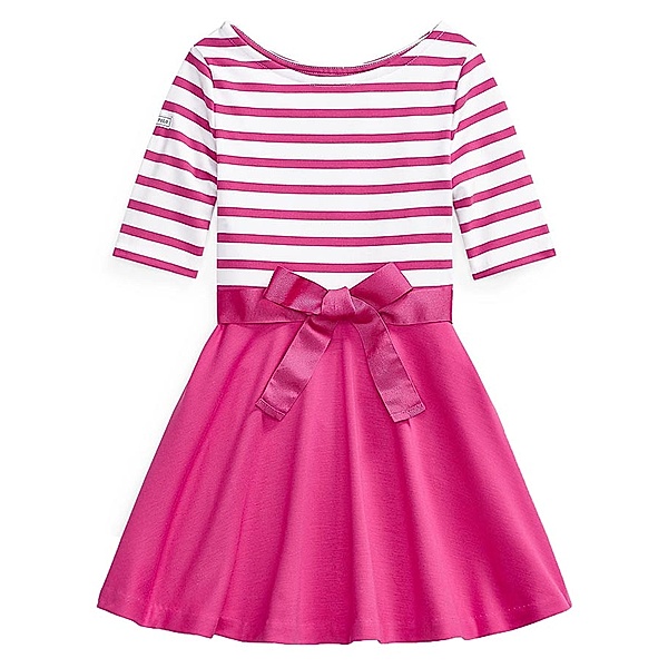Polo Ralph Lauren Kleid STRIPE SOLID mit 3/4-Arm in college pink/weiß