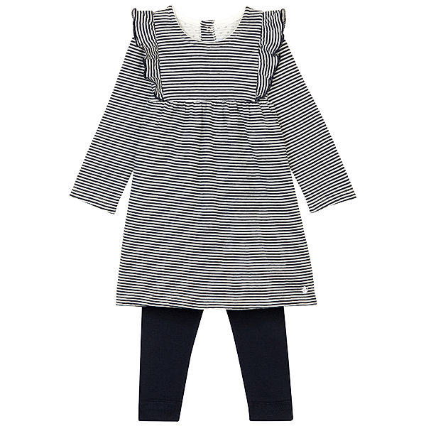 Petit Bateau Kleid TAVA mit Leggings in smoking/marshmallow