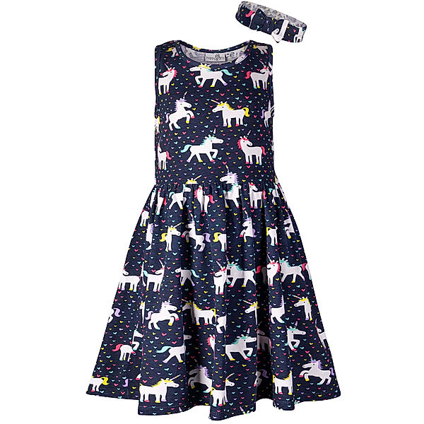 happy girls Kleid UNICORNS AOP in navy