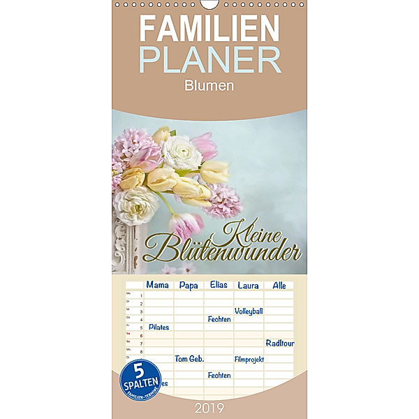 Kleine Blütenwunder - Familienplaner hoch (Wandkalender 2019 , 21 cm x 45 cm, hoch), Lizzy Pe