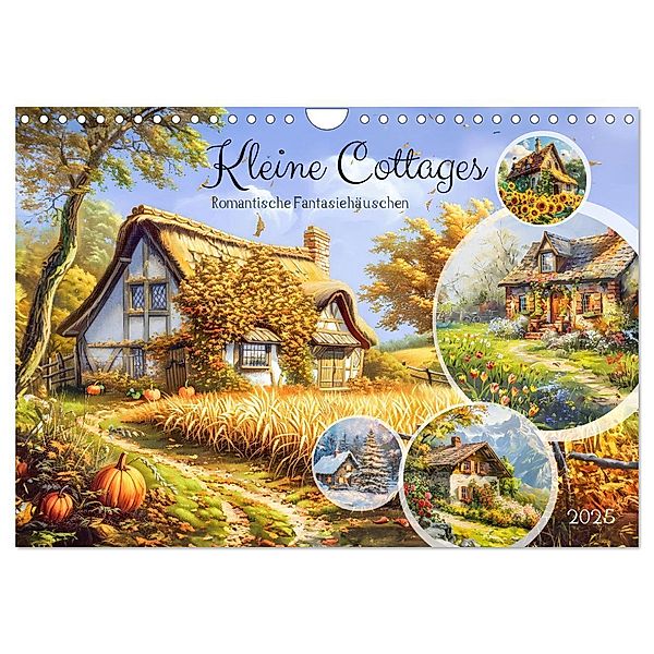 Kleine Cottages - Romantische Fantasiehäuschen (Wandkalender 2025 DIN A4 quer), CALVENDO Monatskalender, Calvendo, Anja Frost