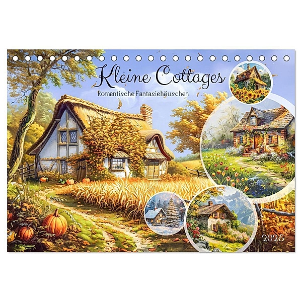 Kleine Cottages - Romantische Fantasiehäuschen (Tischkalender 2025 DIN A5 quer), CALVENDO Monatskalender, Calvendo, Anja Frost