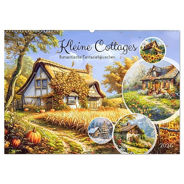 Kleine Cottages - Romantische Fantasiehäuschen (Wandkalender 2025 DIN A2 quer), CALVENDO Monatskalender, Calvendo, Anja Frost