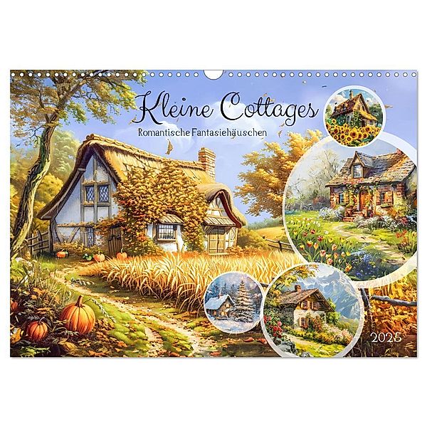 Kleine Cottages - Romantische Fantasiehäuschen (Wandkalender 2025 DIN A3 quer), CALVENDO Monatskalender, Calvendo, Anja Frost