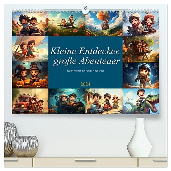 Kleine Entdecker, große Abenteuer (hochwertiger Premium Wandkalender 2024 DIN A2 quer), Kunstdruck in Hochglanz, Michael Sauer