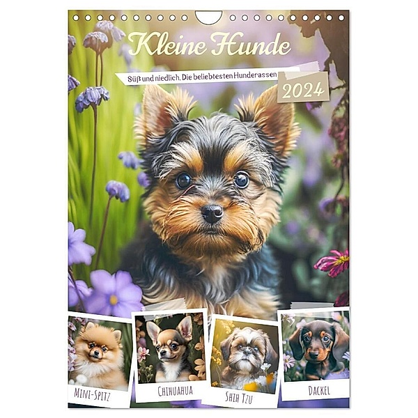 Kleine Hunde. Süß und niedlich. Die beliebtesten Hunderassen (Wandkalender 2024 DIN A4 hoch), CALVENDO Monatskalender, Rose Hurley