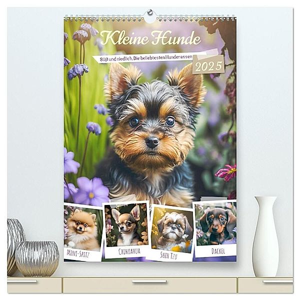 Kleine Hunde. Süß und niedlich. Die beliebtesten Hunderassen (hochwertiger Premium Wandkalender 2025 DIN A2 hoch), Kunstdruck in Hochglanz, Calvendo, Rose Hurley