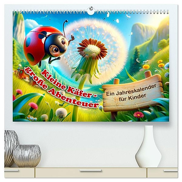 Kleine Käfer, grosse Abenteuer: Ein Jahreskalender für Kinder (hochwertiger Premium Wandkalender 2025 DIN A2 quer), Kunstdruck in Hochglanz, Calvendo, artefacti