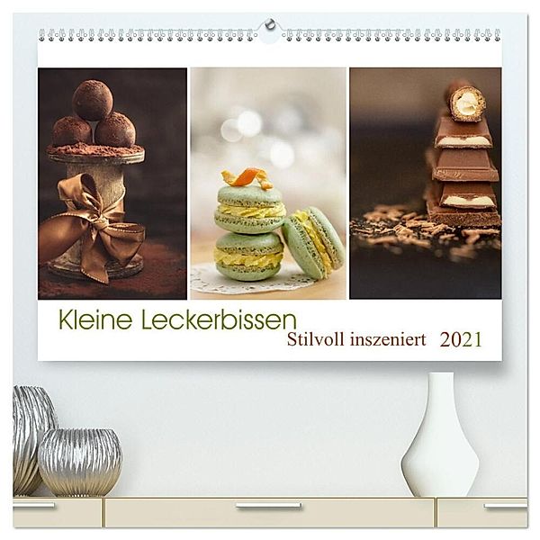 Kleine Leckerbissen - Stilvoll inszeniert (hochwertiger Premium Wandkalender 2025 DIN A2 quer), Kunstdruck in Hochglanz, Calvendo, Linda Geisdorf