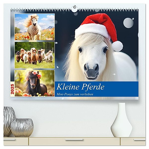 Kleine Pferde. Mini-Ponys zum verlieben (hochwertiger Premium Wandkalender 2025 DIN A2 quer), Kunstdruck in Hochglanz, Calvendo, Rose Hurley