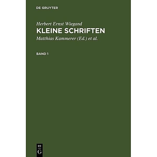 Kleine Schriften, Herbert Ernst Wiegand
