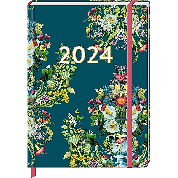 Kleiner Wochenkalender: Mein Jahr 2024 - Blüten petrol (Ed. Barbara Behr)