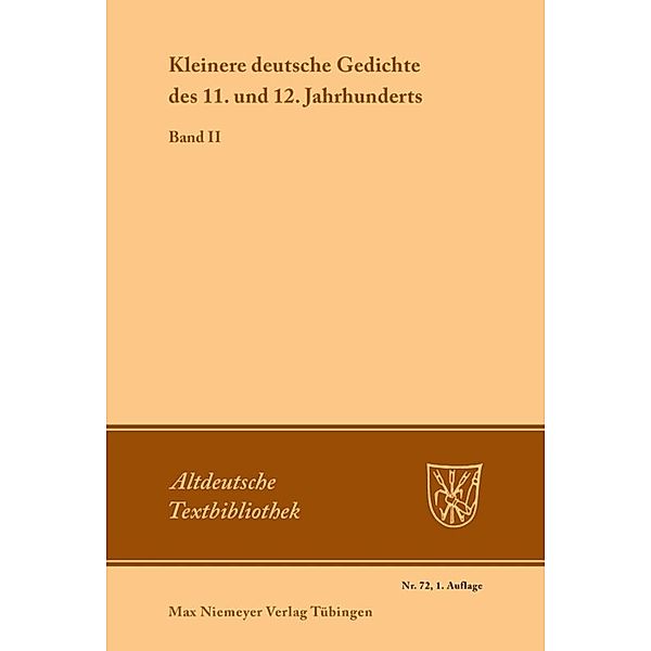 Kleinere deutsche Gedichte des 11. und 12. Jahrhunderts