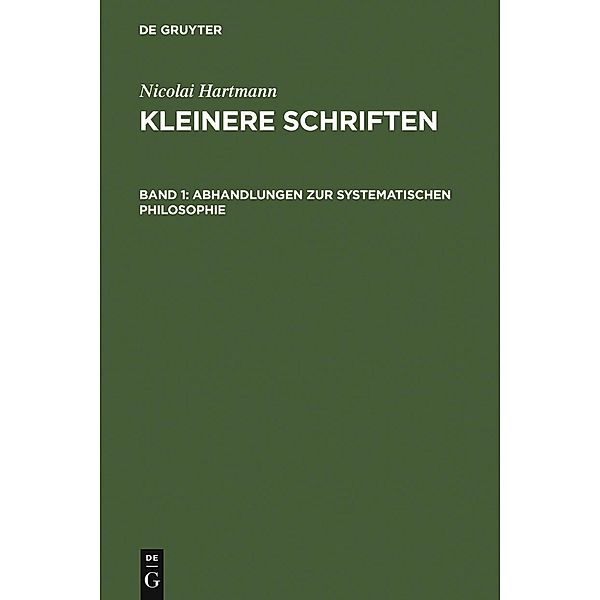 Kleinere Schriften 1, Nicolai Hartmann