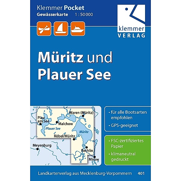 Klemmer Pocket Gewässerkarte Müritz und Plauer See 1:50.000