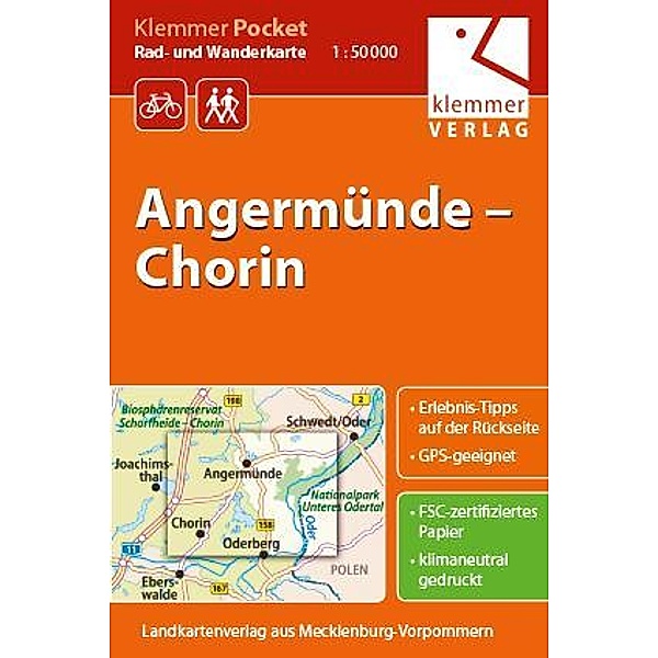 Klemmer Pocket Rad- und Wanderkarte Angermünde - Chorin 1 : 50 000, Christian Kuhlmann, Thomas Wachter, Klaus Klemmer