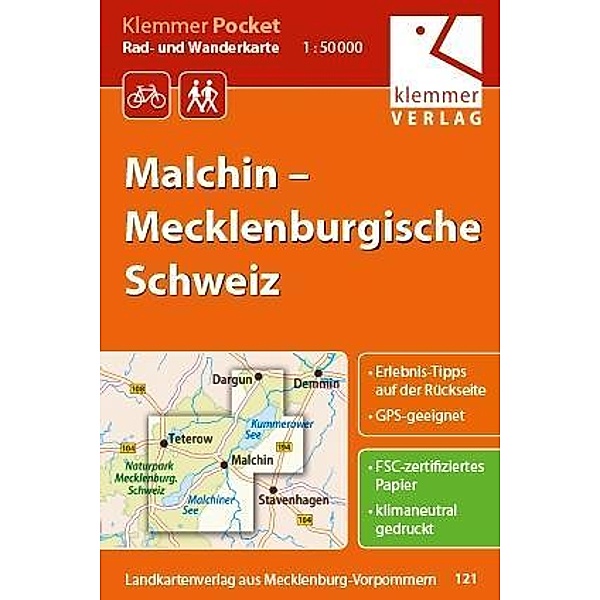Klemmer Pocket Rad- und Wanderkarte Malchin - Mecklenburgisc, Christian Kuhlmann, Thomas Wachter, Klaus Klemmer