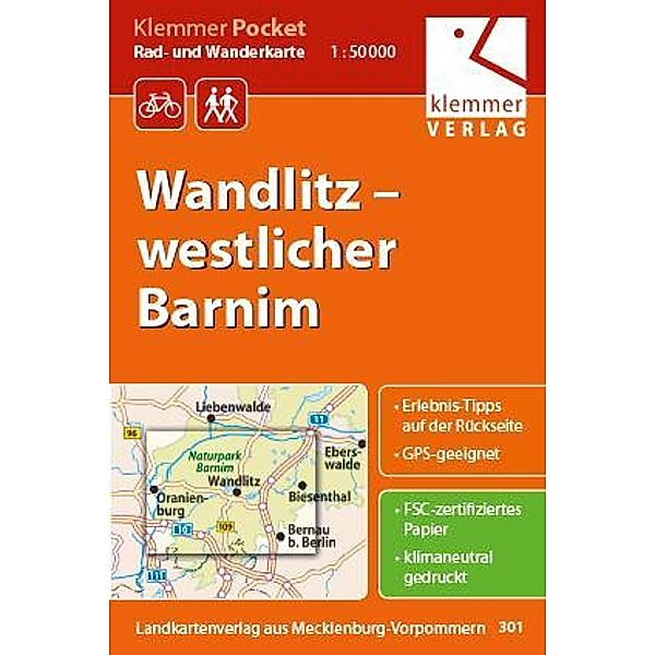 Klemmer Pocket Rad- und Wanderkarte Wandlitz - westlicher Barnim 1 : 50 000, Christian Kuhlmann, Thomas Wachter, Klaus Klemmer