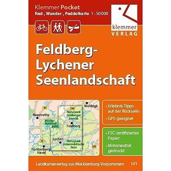 Klemmer Pocket Rad-, Wander- und Paddelkarte Feldberg - Lychener Seenlandschaft 1 : 50 000, Christian Kuhlmann, Thomas Wachter, Klaus Klemmer